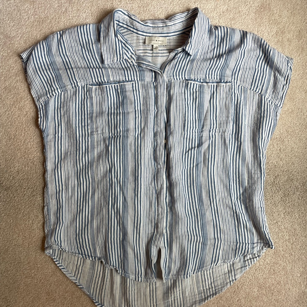 Lucky Brand Blue and White Stripe Shirt
